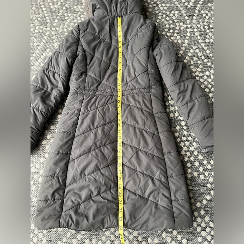 A New Day Parka Coat Jacket Fur Hood Small pewter gray grey quilted puffer zip - Picture 13 of 13